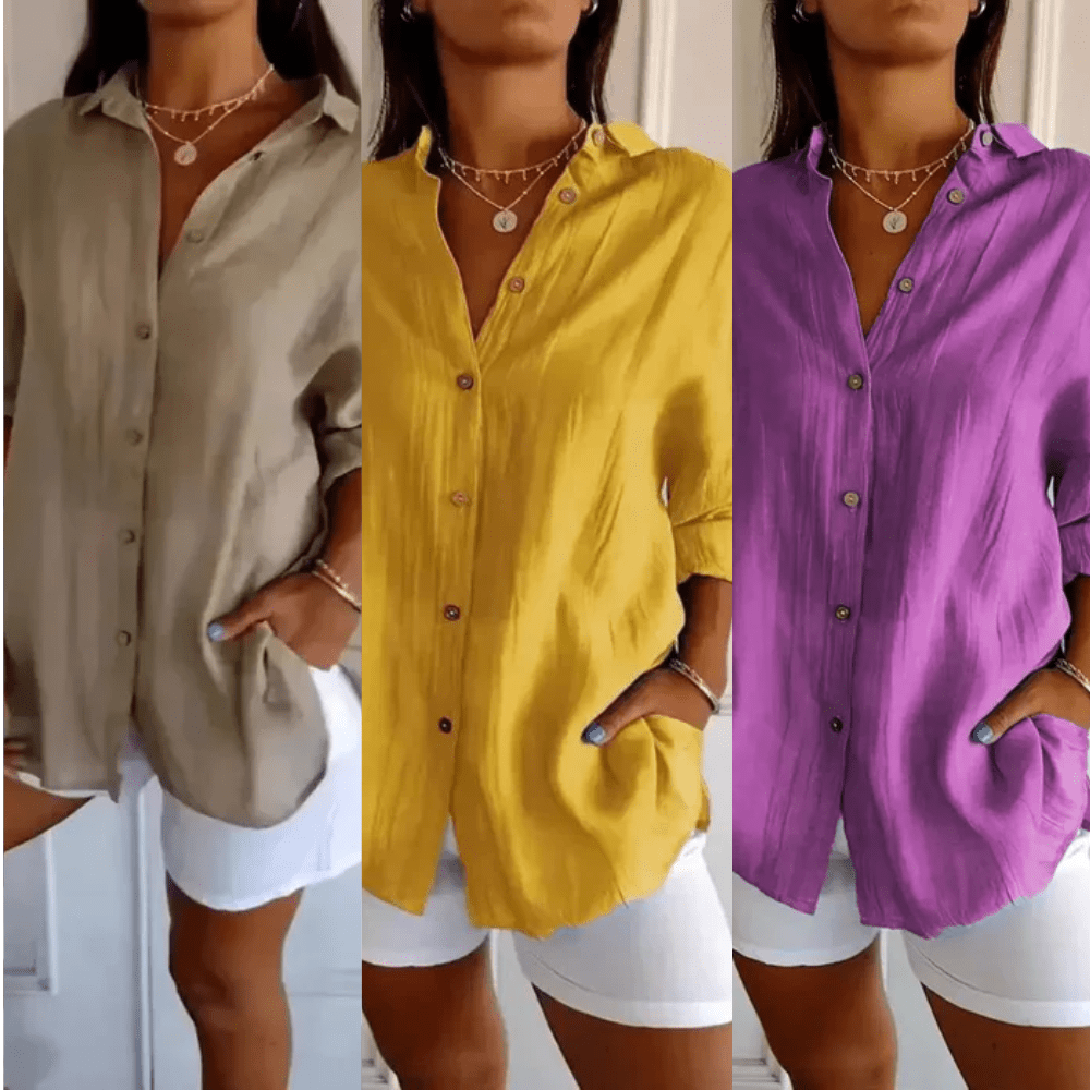 Kit 3 Camisas Ibiza em Linho de Algodão – Design Semi Plissado