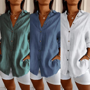 Kit 3 Camisas Ibiza em Linho de Algodão – Design Semi Plissado