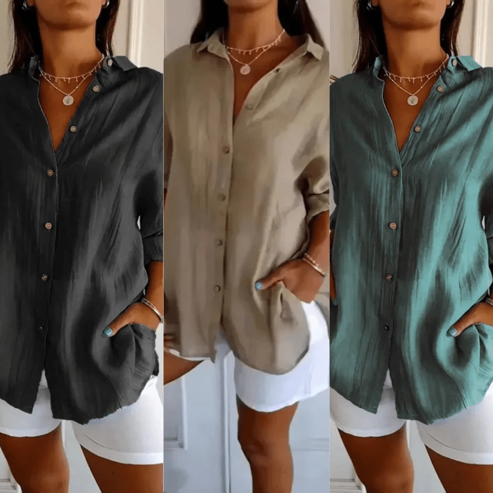 Kit 3 Camisas Ibiza em Linho de Algodão – Design Semi Plissado