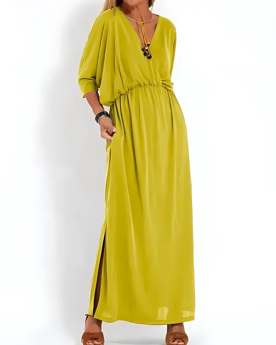 Vestido Ivy - Decote em V | Super Fresco e Solto - Vintage (Primavera 2025)
